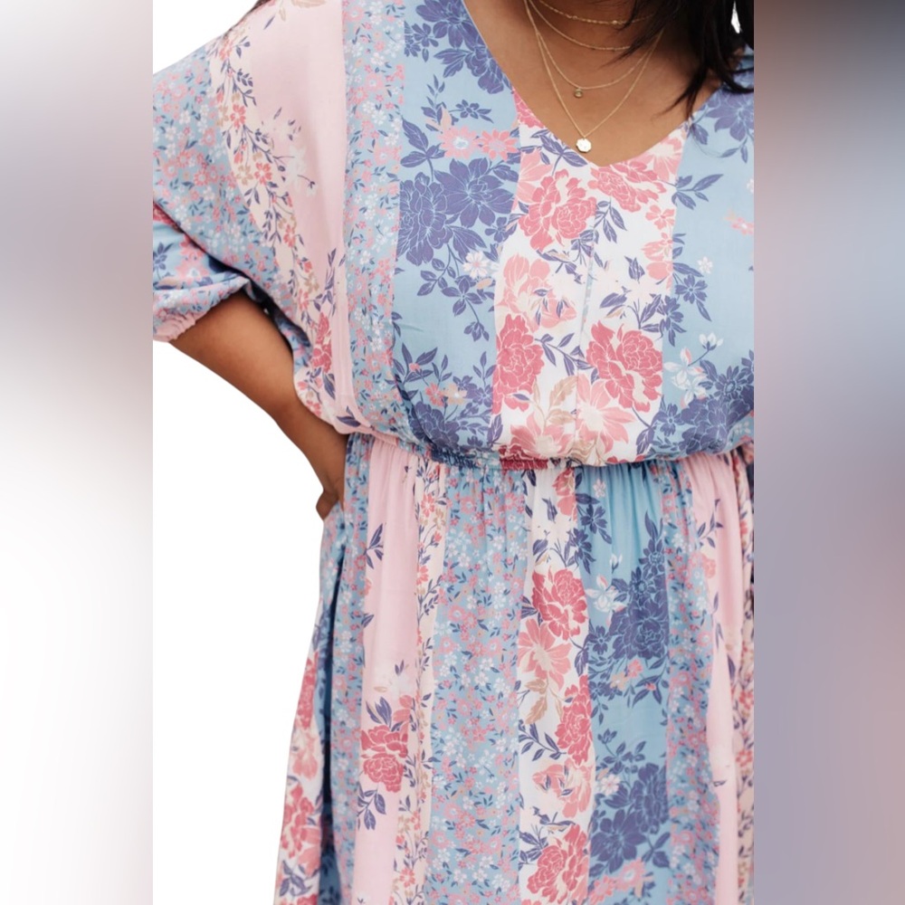 ANDREE BY UNIT Floral V-Neck Tunic in Pink and Blue
Mini Dress Size L EUC Boho - Picture 2 of 9